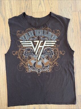 Van Halen Men’s Brown Graphic Rock Tank Tee Size Large